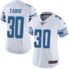 Wholesale Cheap Nike Lions #30 Teez Tabor White Women\'s Stitched NFL Vapor Untouchable Limited Jersey