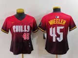 Women's Philadelphia Phillies #45 Zack Wheeler Number Red 2024 City Connect Limited Jerseys