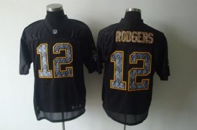 Wholesale Cheap Sideline Black United Packers #12 Aaron Rodgers Black Stitched NFL Jersey