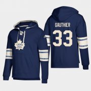 Wholesale Cheap Toronto Maple Leafs #33 Frederik Gauthier Blue adidas Lace-Up Pullover Hoodie