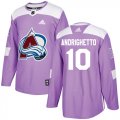 Wholesale Cheap Adidas Avalanche #10 Sven Andrighetto Purple Authentic Fights Cancer Stitched NHL Jersey