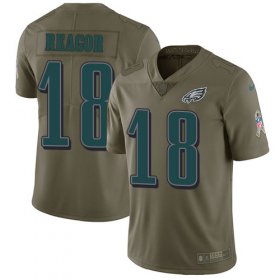 Wholesale Cheap Nike Eagles #18 Jalen Reagor Olive Youth Stitched NFL Limited 2017 Salute To Service Jersey