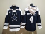 Wholesale Cheap Men's Dallas Cowboys #4 Dak Prescott Navy Blue Ageless Must Have Lace Up Pullover Hoodie