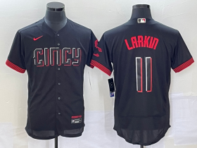 Wholesale Cheap Men\'s Cincinnati Reds #11 Barry Larkin Black 2023 City Connect Flex Base Stitched Jersey