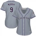 Wholesale Cheap Rockies #9 Daniel Murphy Grey Road Women's Stitched MLB Jersey