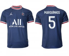 Wholesale Cheap Men 2021-2022 Club Paris Saint-Germain home aaa version blue 5 Soccer Jersey