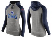 Wholesale Cheap Women's Nike Tennessee Titans Performance Hoodie Grey & Dark Blue_1