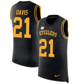 Wholesale Cheap Nike Steelers #21 Sean Davis Black Team Color Men\'s Stitched NFL Limited Rush Tank Top Jersey