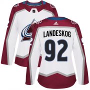 Wholesale Cheap Adidas Avalanche #92 Gabriel Landeskog White Road Authentic Women's Stitched NHL Jersey