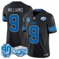 Cheap Men's Detroit Lions #9 Jameson Williams Black 2024 NFC North Champions 90th Anniversary Patch F.U.S.E. Vapor Limited Stitched Jersey