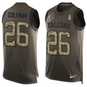 Wholesale Cheap Nike Falcons #26 Tevin Coleman Green Men's Stitched NFL Limited Salute To Service Tank Top Jersey