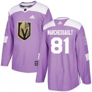 Wholesale Cheap Adidas Golden Knights #81 Jonathan Marchessault Purple Authentic Fights Cancer Stitched Youth NHL Jersey