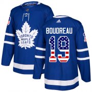 Wholesale Cheap Adidas Maple Leafs #19 Bruce Boudreau Blue Home Authentic USA Flag Stitched NHL Jersey