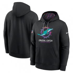 Men\'s Miami Dolphins Black 2024 Crucial Catch Club Pullover Hoodie