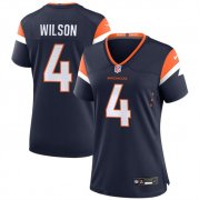 Cheap Women's Denver Broncos #4 Zach Wilson Navy 2024 Stitched Jersey(Run Small)