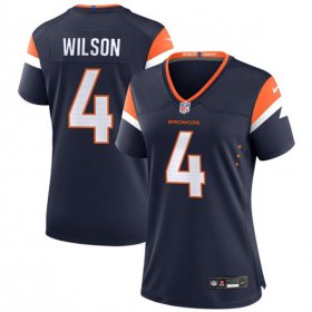 Cheap Women\'s Denver Broncos #4 Zach Wilson Navy 2024 Stitched Jersey(Run Small)