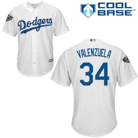 Wholesale Cheap Dodgers #34 Fernando Valenzuela White New Cool Base 2018 World Series Stitched MLB Jersey