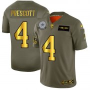 Wholesale Cheap Dallas Cowboys #4 Dak Prescott NFL Men's Nike Olive Gold 2019 Salute to Service Limited Jersey