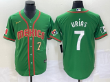 Wholesale Cheap Men's Mexico Baseball #7 Julio Urias Number 2023 Green World Classic Stitched Jersey2