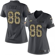 Wholesale Cheap Nike Eagles #86 Zach Ertz Black Women's Stitched NFL Limited 2016 Salute to Service Jersey