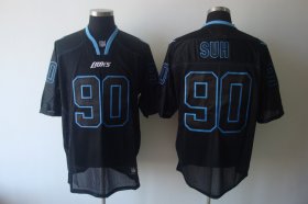 Wholesale Cheap Lions #90 Ndamukong Suh Lights Out Black Stitched NFL Jersey