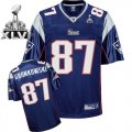 Wholesale Cheap Patriots #87 Rob Gronkowski Dark Blue Super Bowl XLVI Embroidered NFL Jersey