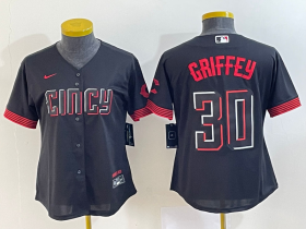 Wholesale Cheap Women\'s Cincinnati Reds #30 Ken Griffey Jr Black 2023 City Connect Cool Base Stitched Jersey1