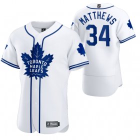 Wholesale Cheap Toronto Maple Leafs #34 Auston Matthews Men\'s 2020 NHL x MLB Crossover Edition Baseball Jersey White