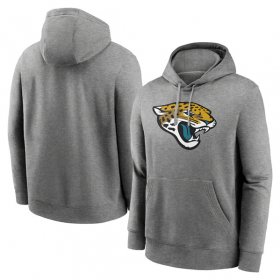 Cheap Men\'s Jacksonville Jaguars Heather Gray Primary Logo Long Sleeve Hoodie T-Shirt