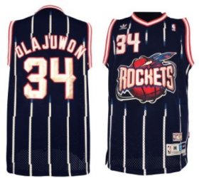 Wholesale Cheap Houston Rockets #34 Hakeem Olajuwon ABA Hardwood Classic Swingman Navy Blue Jersey