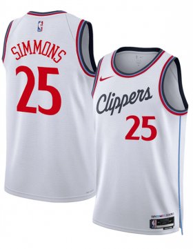 Cheap Men\'s Los Angeles Clippers #25 Ben Simmons White 2024-25 Stitched Jersey