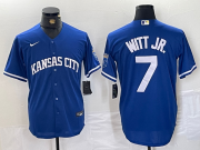 Cheap Men's Kansas City Royals #7 Bobby Witt Jr Blue Cool Base Stitched MLB Jersey