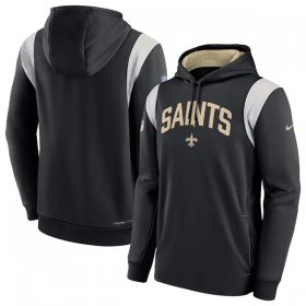 Wholesale Cheap Men\'s New Orleans Saints Black Sideline Stack Performance Pullover Hoodie