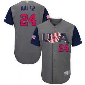 Wholesale Cheap Team USA #24 Andrew Miller Gray 2017 World MLB Classic Authentic Stitched Youth MLB Jersey