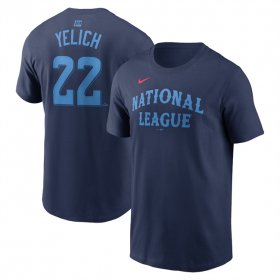 Men\'s National League #22 Christian Yelich Navy 2024 All-Star Name & Number T-Shirt