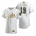 Wholesale Cheap Cincinnati Reds #19 Joey Votto White Nike Men's Authentic Golden Edition MLB Jersey