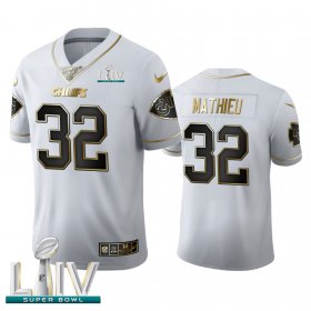 Wholesale Cheap Kansas City Chiefs #32 Tyrann Mathieu Men\'s Nike White Golden Super Bowl LIV 2020 Edition Vapor Limited NFL 100 Jersey