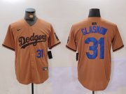 Cheap Men's Los Angeles Dodgers #31 Tyler Glasnow Number Olive Cool Base Limited Stitched Jerseys