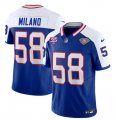 Wholesale Cheap Men's Buffalo Bills #58 Matt Milano Blue White 2023 F.U.S.E. 75th Anniversary Throwback Vapor Untouchable Limited Football Stitched Jersey