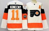 Cheap Men's Philadelphia Flyers #11 Travis Konecny White 2024-25 With A Patch Stitched Jersey