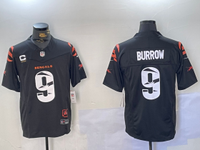 Cheap Men\'s Cincinnati Bengals #9 Joe Burrow Limited Black Fashion FUSE Jersey