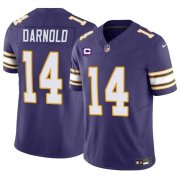 Cheap Men's Minnesota Vikings #14 Sam Darnold Purple 2024 F.U.S.E. Throwback With 4-Star C Patch Vapor Untouchable Limited Stitched Jersey