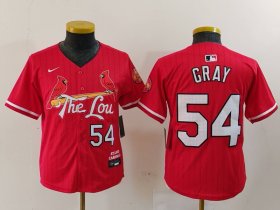 Youth St Louis Cardinals #54 Sonny Gray Red 2024 City Connect Limited Stitched Baseball Jersey