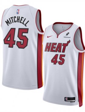 Cheap Men\'s Miami Heat #45 Davion Mitchell White 2025 Association Edition Swingman Stitched Basketball Jersey