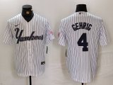 Cheap Men's New York Yankees #4 Lou Gehrig White Pinstripe Fashion Cool Base Jersey