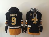 Wholesale Cheap Men's New Orleans Saints #9 Drew Brees NEW Black Pocket Stitched NFL Pullover Hoodie