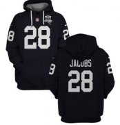 Wholesale Cheap Men's Las Vegas Raiders #28 Josh Jacobs Black 2021 Inaugural Patch Pullover Hoodie