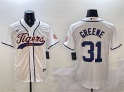 Cheap Men's Detroit Tigers #31 Riley Greene White With Patch Cool Base Stitched Baseball Jersey