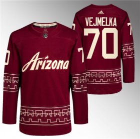 Cheap Men\'s Arizona Coyotes #70 Karel Vejmelka Garnet Alternate Pro Jersey