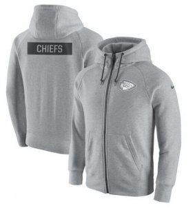 Wholesale Cheap Men\'s Kansas City Chiefs Nike Ash Gridiron Gray 2.0 Full-Zip Hoodie